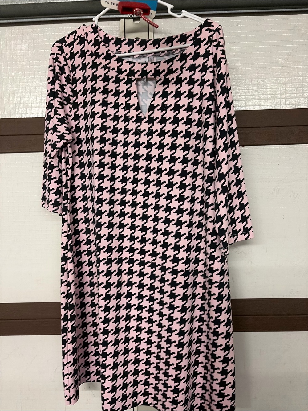 Pink & Black Houndstooth Women's Dress